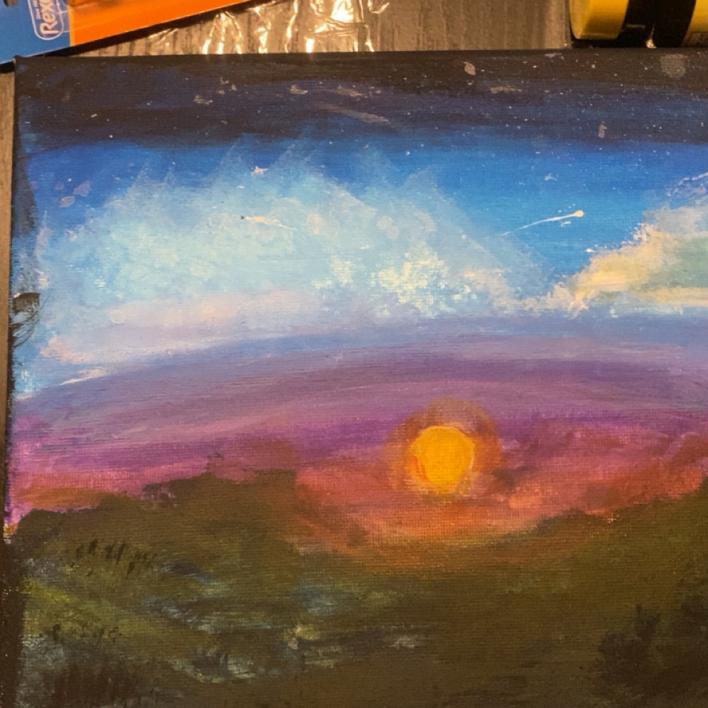 Blue and Purple Ethereal Painting Art